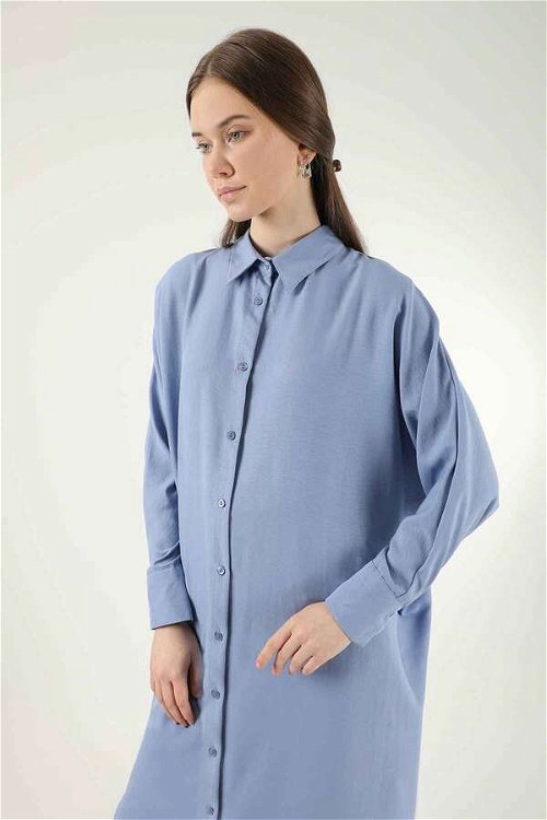 Buttoned Long Shirt Blue