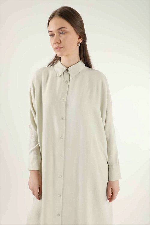 Buttoned Long Shirt Cream