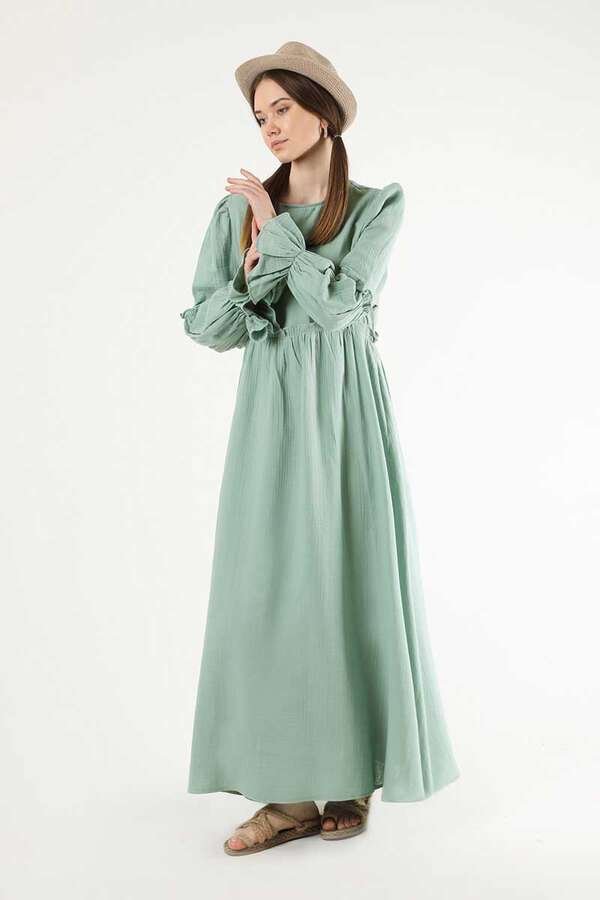 Zulays - Büzgü Detay Elbise Mint