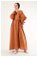 Büzgü Detay Elbise Oranj - Thumbnail
