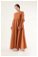 Büzgü Detay Elbise Oranj - Thumbnail