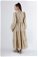 Büzgü Detaylı Elbise Koyu Bej - Thumbnail