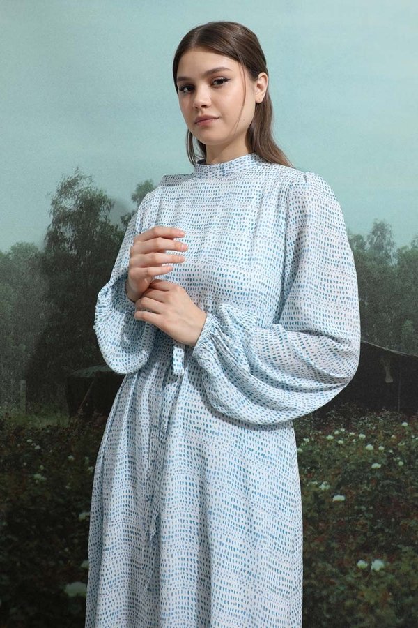 Zulays - Çakıl Taşı Desen Elbise Bebe Mavisi