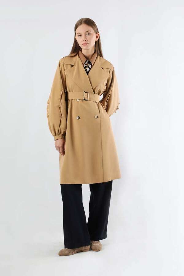 Zulays - Trench With Frilled Sleeves Camel