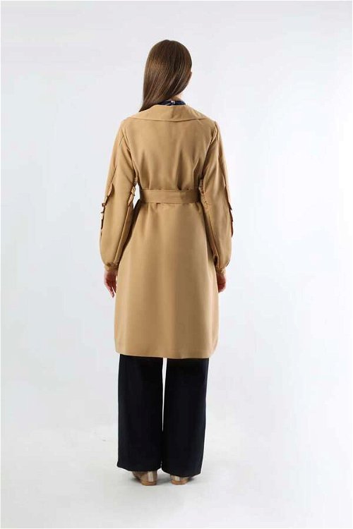 Trench With Frilled Sleeves Camel