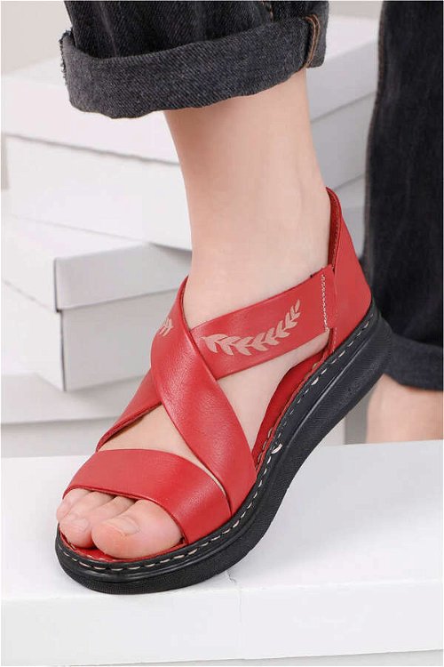 Çapraz Bağlama Sandalet Kırmızı