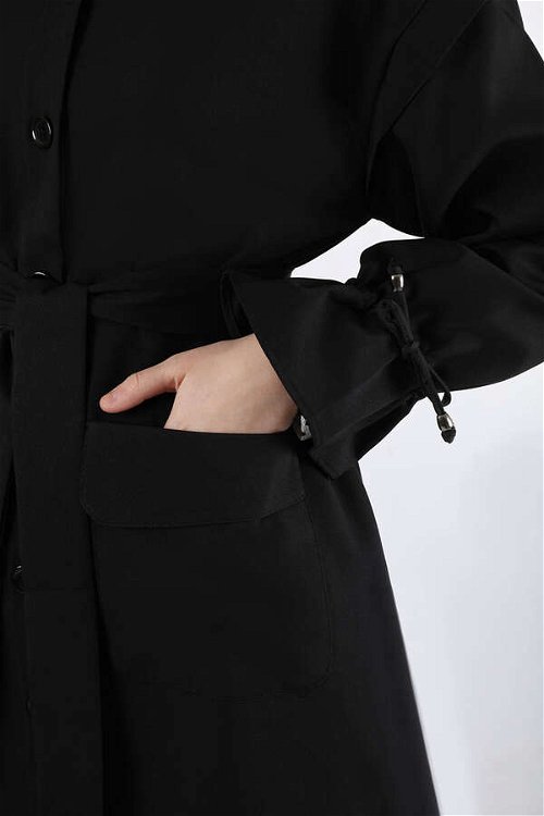Yırtmacı Düğmeli Ceket Siyah