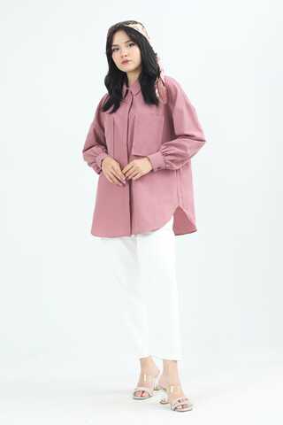 Zulays - Cepli Oversize Gömlek Gül Kurusu
