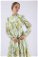 Çiçekli Aura Elbise Yağ Yeşili - Thumbnail