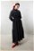 Zulays - Çizgili Büzgü Elbise Siyah