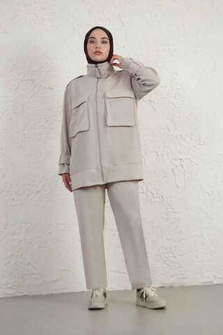 Zulays - Buckled Collar Double Suit Beige