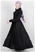 Frilly Collar Waist Belt Dress Black - Thumbnail