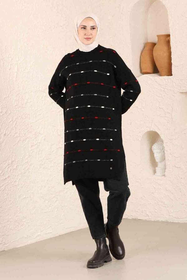 Colored Striped Sweater Black