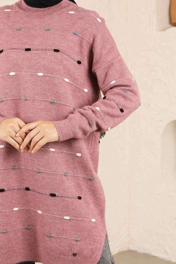 Colored Striped Sweater Dried Rose