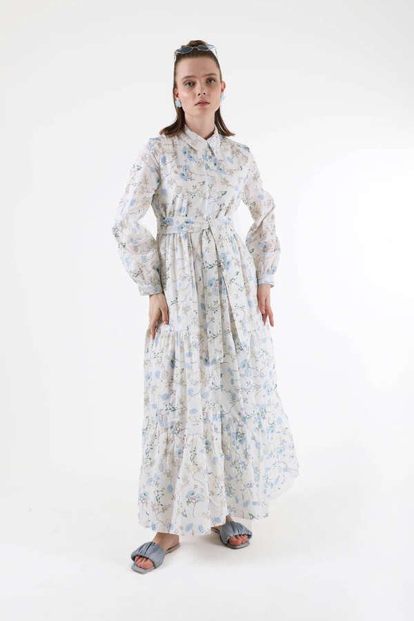 Zulays - Cotton Floral Dress Blue