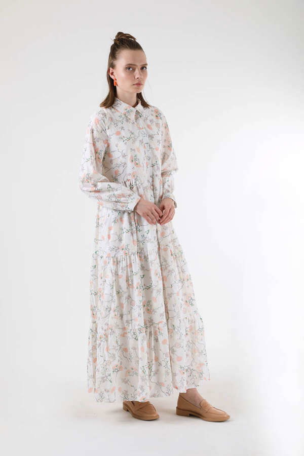 Cotton Floral Dress Salmon