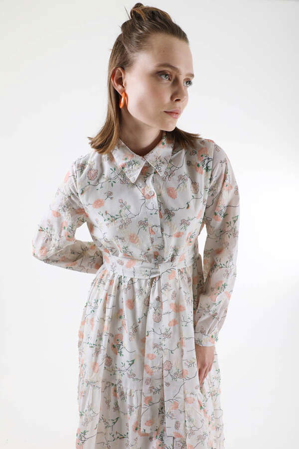 Cotton Floral Dress Salmon