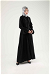 Cuff Flywheel Stone Abaya Suit Black - Thumbnail