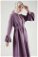 Cuff Flywheel Stone Abaya Suit Lilac - Thumbnail
