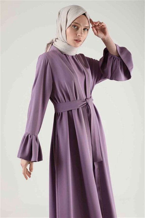 Cuff Flywheel Stone Abaya Suit Lilac