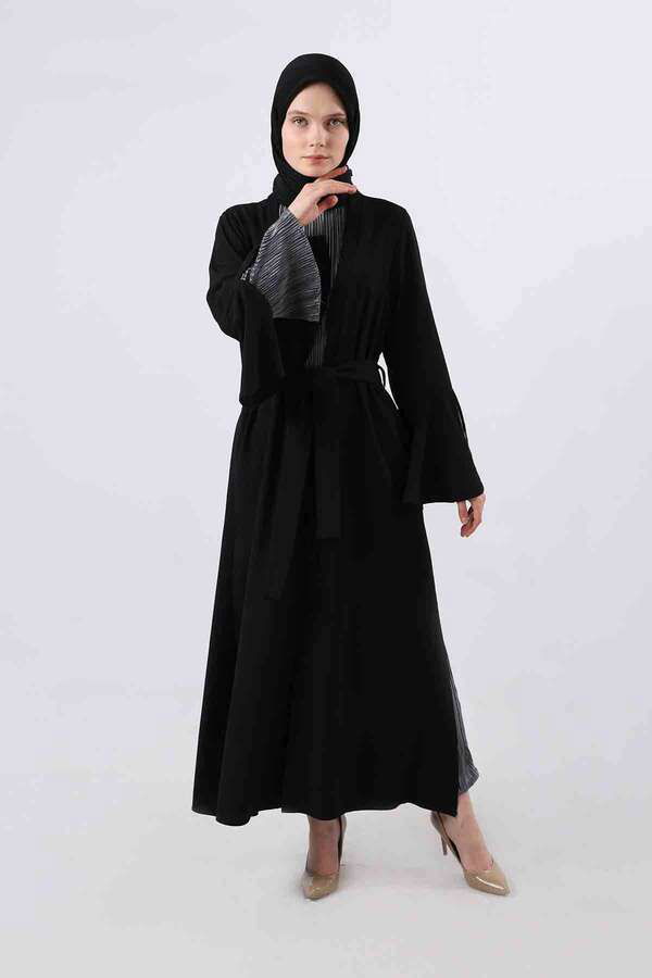 Cuff Slit Abaya Suit Black