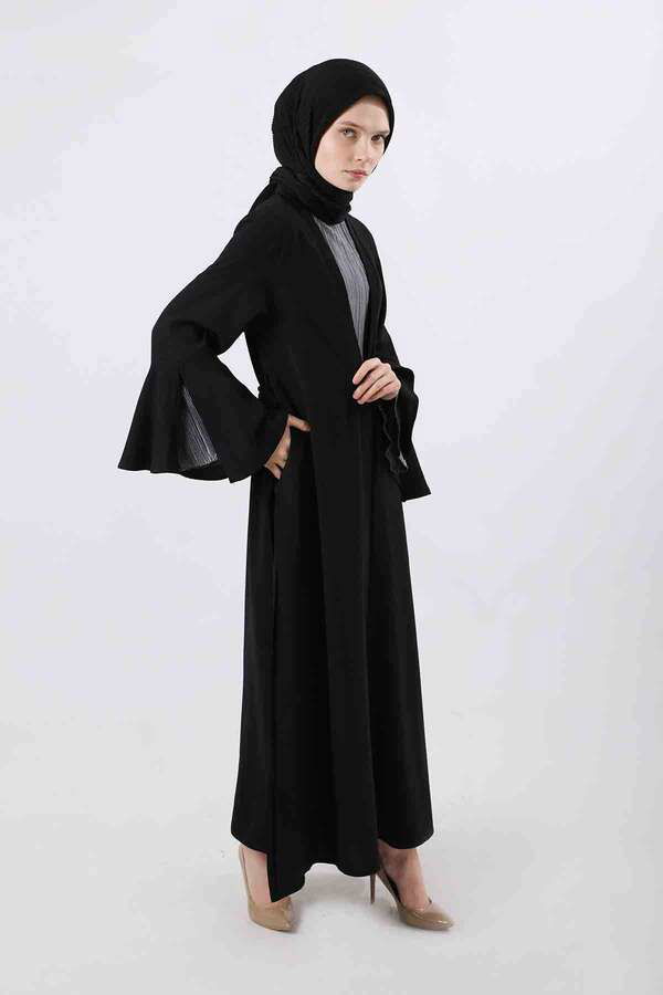 Cuff Slit Abaya Suit Black