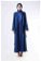 Zulays - Cuff Slit Abaya Suit Sax Blue