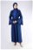 Cuff Slit Abaya Suit Sax Blue - Thumbnail