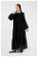 Dalga Desenli Elbise Siyah - Thumbnail