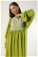 Dantel Detay Fırfırlı Elbise Fıstık Yeşili - Thumbnail