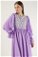 Dantel Detay Fırfırlı Elbise Lila - Thumbnail