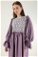 Dantel Detay Fırfırlı Elbise Mor - Thumbnail
