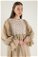 Dantel Detay Fırfırlı Elbise Taş - Thumbnail