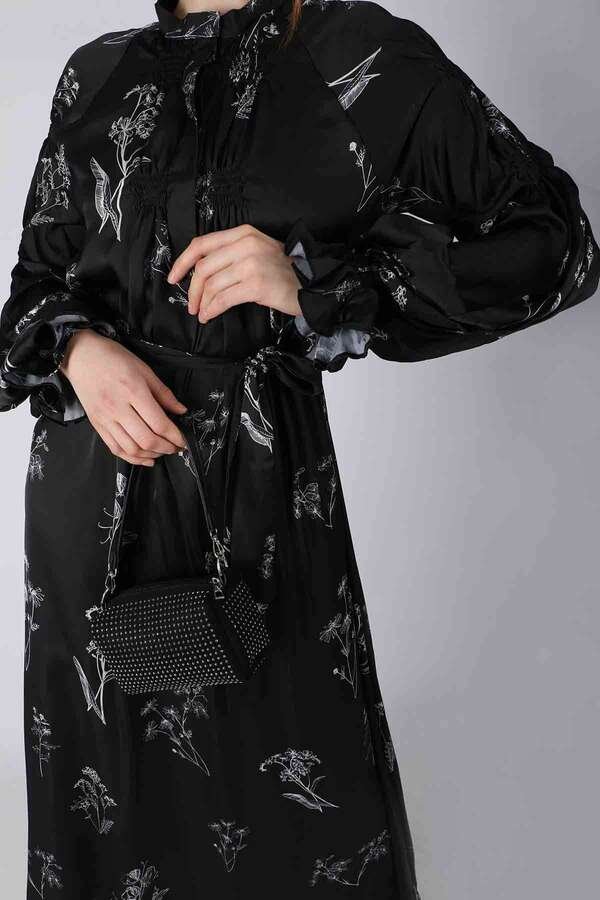 Diamond Satin Dress Black