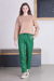 Dikiş İzli Deri Pantolon Yeşil - Thumbnail