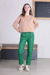 Dikiş İzli Deri Pantolon Yeşil - Thumbnail