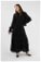 Zulays - Dökümlü Fırfırlı Elbise Siyah