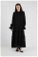 Dökümlü Fırfırlı Elbise Siyah - Thumbnail