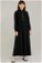 Zulays - Dört Cepli Uzun Kemerli Elbise Siyah