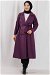 Double Breasted Closure Pleated Jacket Plum - Thumbnail