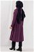 Double Breasted Closure Pleated Jacket Plum - Thumbnail