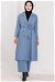 Double Breasted Closure Pleated Jacket Sky Blue - Thumbnail