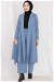 Double Breasted Closure Pleated Jacket Sky Blue - Thumbnail