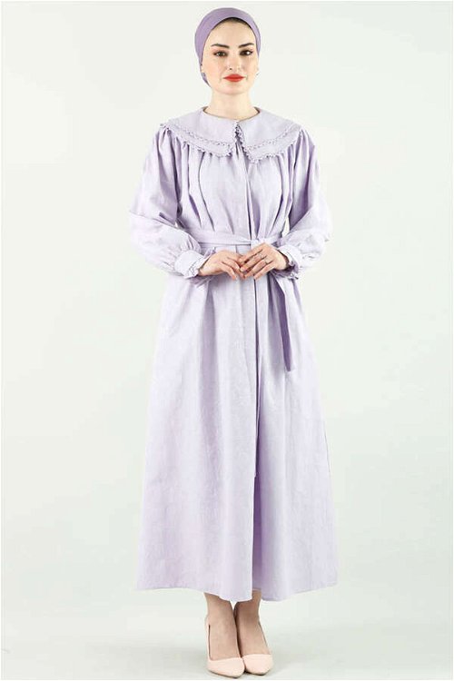 Double Collar Wide Cut Dress Lilac
