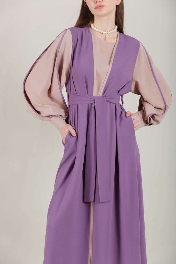 Dressed Abaya Suit Lilac