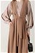 Dressed Abaya Suit Milky Brown - Thumbnail
