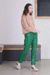 Düz Paça Deri Pantolon Yeşil - Thumbnail