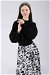 Ebru Patterned Skirt Set Black - Thumbnail
