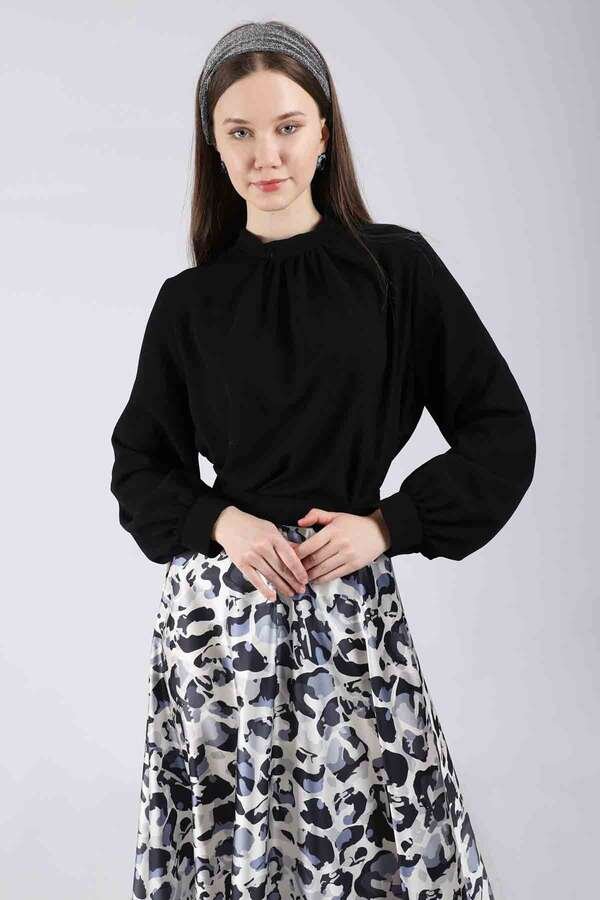Ebru Patterned Skirt Set Black