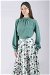 Ebru Patterned Skirt Set Mint Green - Thumbnail